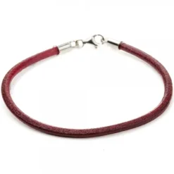 Pulsera Cuero Liso Granate Eguzkicharm*Eguzkilore Outlet