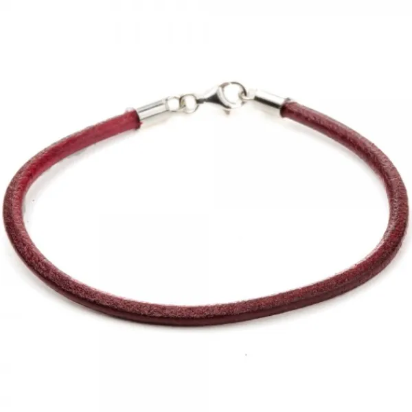 Pulsera Cuero Liso Granate Eguzkicharm*Eguzkilore Outlet