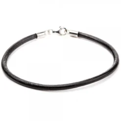 Pulsera Cuero Liso Negro Eguzkicharm*Eguzkilore