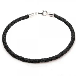 Pulsera Cuero Trenzado Negro Eguzkicharm*Eguzkilore Online