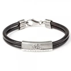 Pulsera Cuero y Chapa de Plata*Eguzkilore Hot