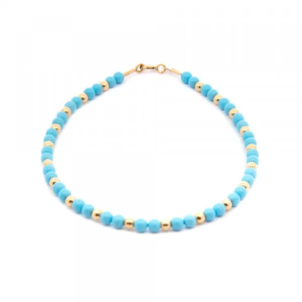 Pulsera de Cuentas Turquesa y Dorado*Eguzkilore Discount