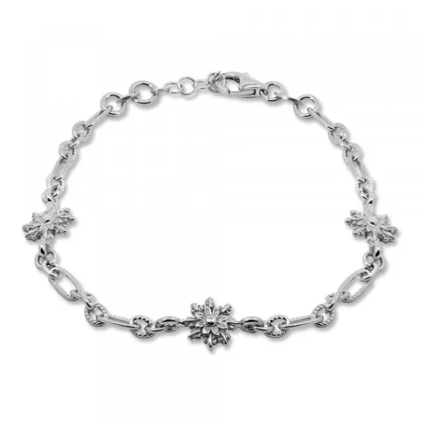 Pulsera de Plata con 3 y Eslabones Grafilada*Eguzkilore Clearance