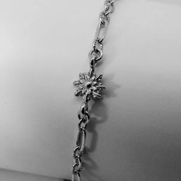 Pulsera de Plata con 3 y Eslabones Grafilada*Eguzkilore Clearance