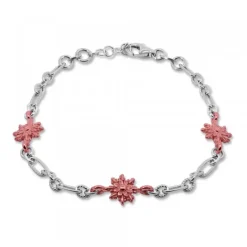 Pulsera de Plata con 3 Rosas y Eslabones Grafilados*Eguzkilore Hot