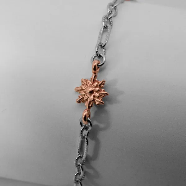 Pulsera de Plata con 3 Rosas y Eslabones Grafilados*Eguzkilore Hot
