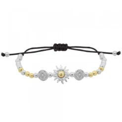 Pulsera Bolitas Plata Bicolor y Macramé*Eguzkilore Sale