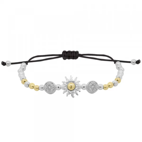 Pulsera Bolitas Plata Bicolor y Macramé*Eguzkilore Sale