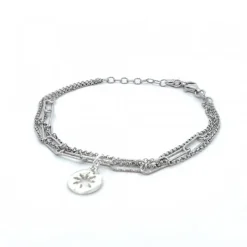 Pulsera Cadena Eslabones Plata Triple*Eguzkilore Sale