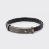 Pulsera Cuero Trenzado Negro y Brillante*Eguzkilore Outlet