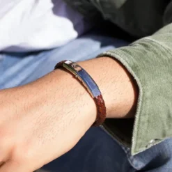 Pulsera Cuero trenzado Marrón Personalizable*Eguzkilore
