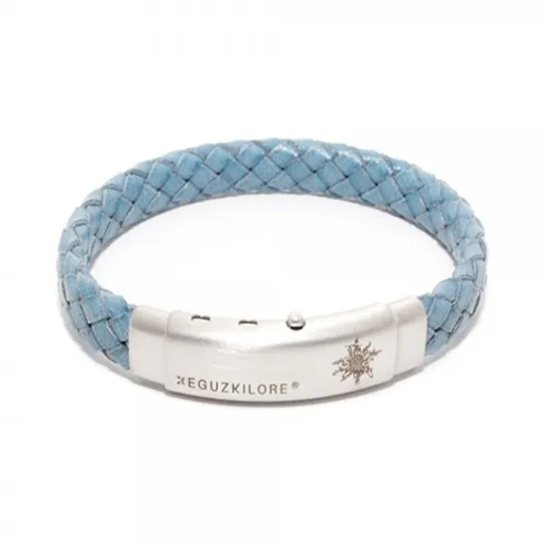 Pulsera Cuero trenzado Azul Personalizable*Eguzkilore