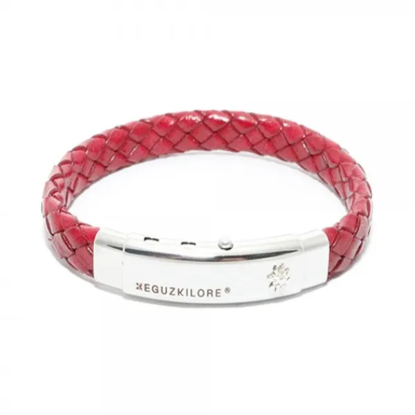 Pulsera Cuero trenzado Granate*Eguzkilore Hot