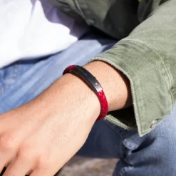 Pulsera Cuero trenzado Granate*Eguzkilore Hot