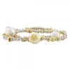 Pulsera Elástica Plata Dorada y Perlas*Eguzkilore Discount