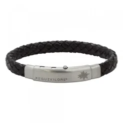 Pulsera Mate Cuero Trenzado Negro Personalizable*Eguzkilore Clearance