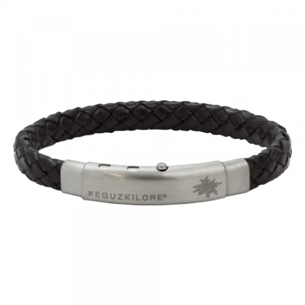 Pulsera Mate Cuero Trenzado Negro Personalizable*Eguzkilore Clearance