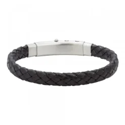 Pulsera Mate Cuero Trenzado Negro Personalizable*Eguzkilore Clearance