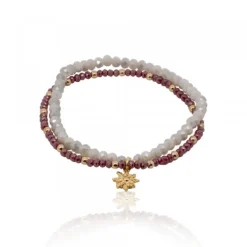 Pulsera Elástica Doble Burdeos y Marfil con*Eguzkilore Clearance