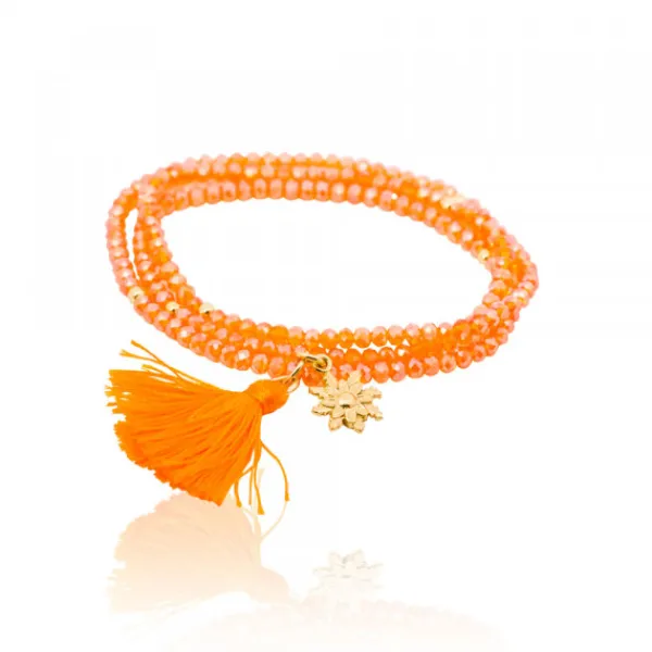 Pulsera Elástica Naranja Triple con*Eguzkilore Clearance