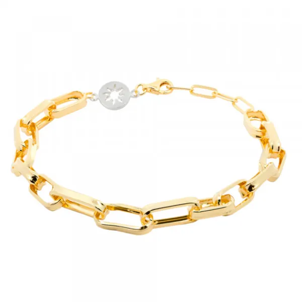 Pulsera Eslabones Alargados de Plata Dorada*Eguzkilore