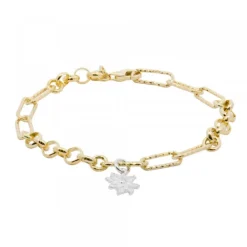Pulsera Eslabones y Aros Plata Dorada*Eguzkilore Discount