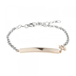 Pulsera Identidad Infantil Plata Rosa Personalizable*Eguzkilore Online