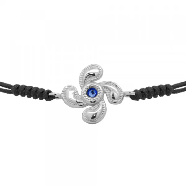 Pulsera Lauburu Berria Plata y Circonita Azul*Eguzkilore Hot