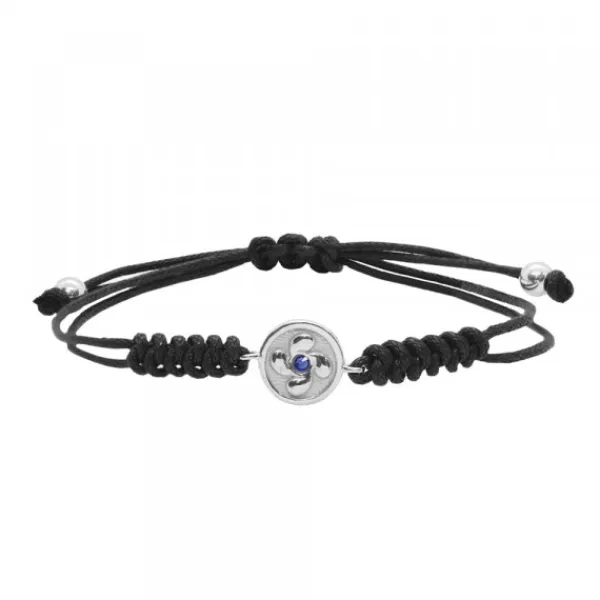 Pulsera Lauburu Redondo Plata y Circonita Azul Negra*Eguzkilore Online