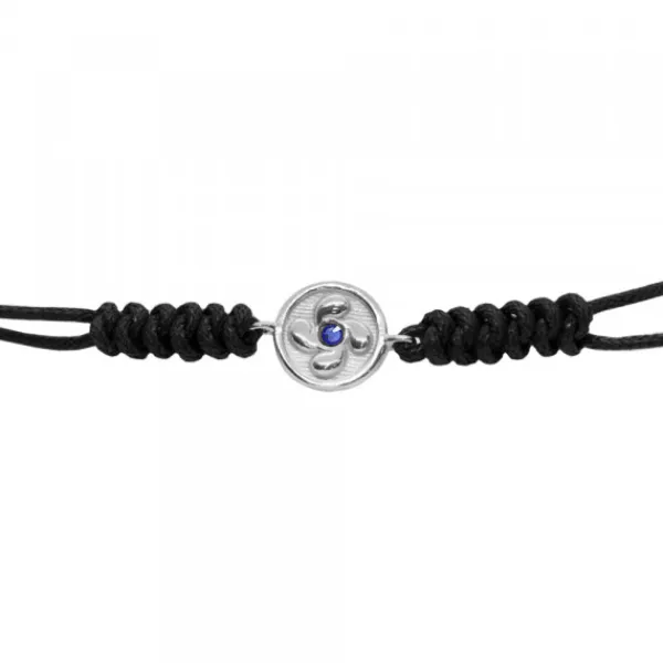 Pulsera Lauburu Redondo Plata y Circonita Azul Negra*Eguzkilore Online