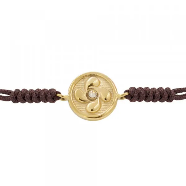Pulsera Lauburu Redondo Plata Dorada y Circonita Marrón*Eguzkilore Discount
