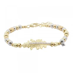 Pulsera Mari Bolitas Plata Dorada y Circonitas*Eguzkilore Best