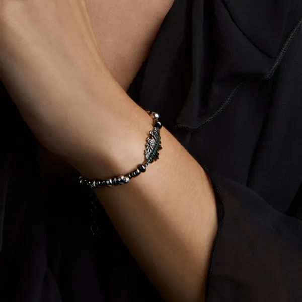 Pulsera Mari Bolitas Rutenio y Circonitas Verdes*Eguzkilore
