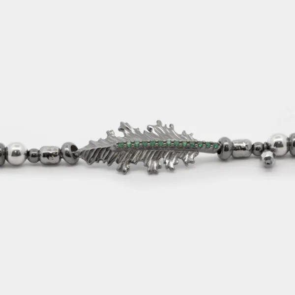 Pulsera Mari Bolitas Rutenio y Circonitas Verdes*Eguzkilore