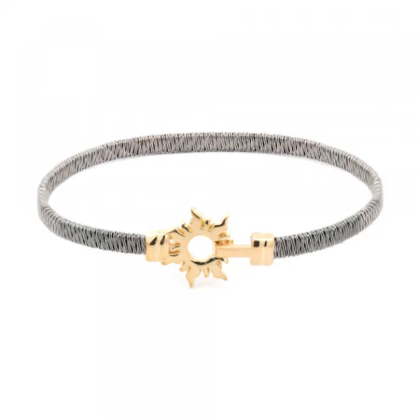 Pulsera Mountain Rígida Acero Negro y Plata Dorada*Eguzkilore Hot
