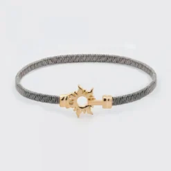 Pulsera Mountain Rígida Acero Negro y Plata Dorada*Eguzkilore Hot