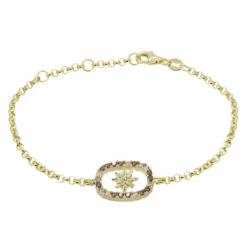 Pulsera Muka Plata Dorada y Circonitas Marrones*Eguzkilore Discount