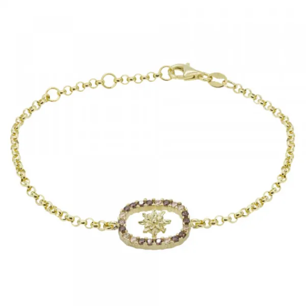 Pulsera Muka Plata Dorada y Circonitas Marrones*Eguzkilore Discount
