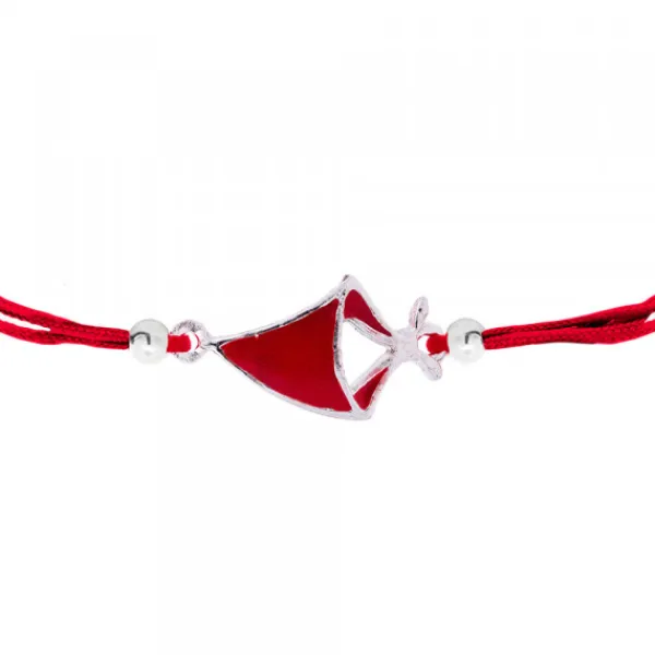 Pulsera Pañuelo San Fermín Plata con Hilo Rojo*Eguzkilore