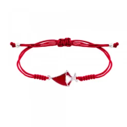 Pulsera Pañuelo San Fermín Plata con Hilo Rojo Nudos*Eguzkilore