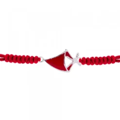 Pulsera Pañuelo San Fermín Plata con Hilo Rojo Nudos*Eguzkilore