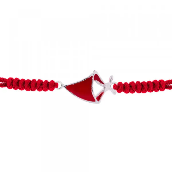 Pulsera Pañuelo San Fermín Plata con Hilo Rojo Nudos*Eguzkilore