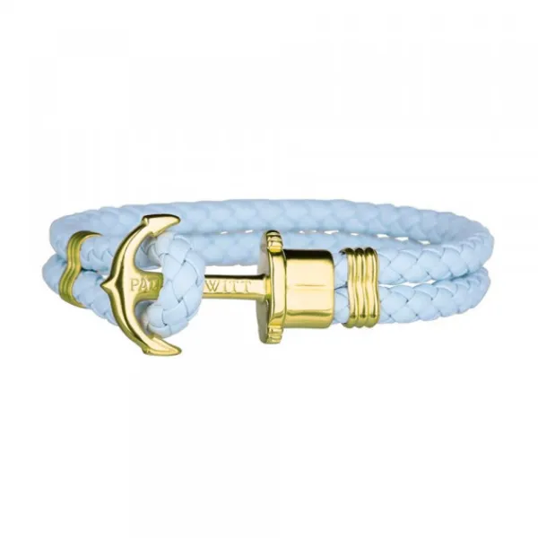 Pulsera Paul Hewitt de Cuero Azul y Acero Dorado*Eguzkilore Outlet