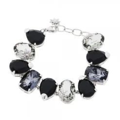 Pulsera Queen 3 Plata y Cristales Negros*Eguzkilore Discount