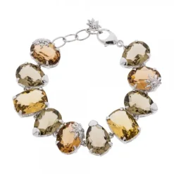 Pulsera Queen 3 Plata y Cristales Marrones*Eguzkilore Online