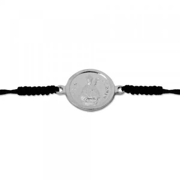 Pulsera Redonda San Fermín de Plata con Hilo Negro Personalizable*Eguzkilore Clearance