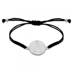 Pulsera Redonda Virgen de Begoña de Plata con Hilo Negro Personalizable*Eguzkilore Outlet