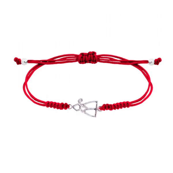 Pulsera San Fermín Plata con Hilo Rojo Nudos*Eguzkilore
