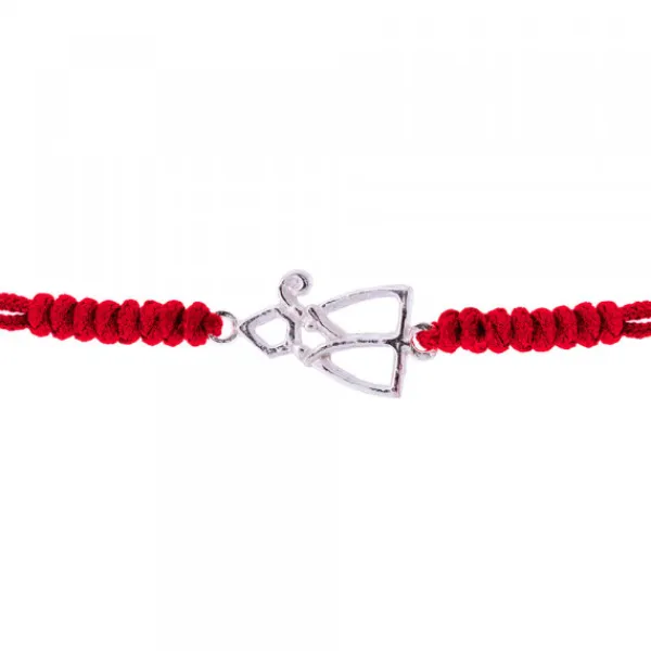Pulsera San Fermín Plata con Hilo Rojo Nudos*Eguzkilore
